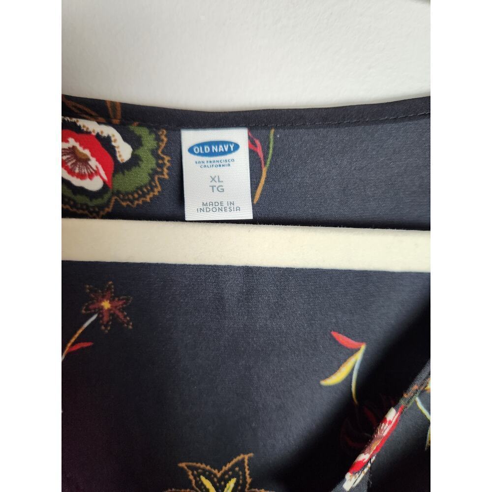 Old Navy women's peasant top XL dark floral boho festival witchy velvet accents - Picture 4 of 7
